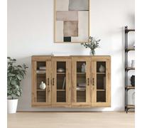 Ziaphsol Armoires Murailles 2 pcs chêne Artisanal Dimensions 69,5 x 34 x 90 cm Bois d'ingénierie avec Portes en Verre et étagères Pratiques pour Salon Salle à Manger ou Chambre