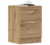 Ziaphsol Artisan Oak Nightstand 38x35x55 cm Wooden Engineering Table with 3 Drawers for Bedroom Living Room Home Decor and Storage Solution
