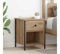 Ziaphsol Artisan Oak Nightstand 40 x 42 x 50 cm with Storage Drawer and Shelf Rustic Modern Bedroom Furniture Durable Wood and Metal Design Suitable for Living Room Or Bedroom