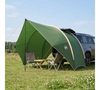 Ziaphsol Auvent arrière imperméable vert 405 x 280 x 220 cm, polyester 185T avec revêtement PU, fibre de verre et cadre en acier, pour camping, voyage, extérieur, tente et abri