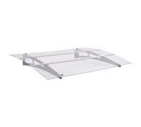 Ziaphsol Auvent de Porte argenté et Transparent 120 x 90 cm en Polycarbonate 3 mm, Store banne Mural résistant aux UV et aux intempéries, Protection Pluie et ombrage pour fenêtre et véranda