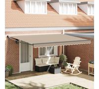 Ziaphsol Auvent extensible beige 450 x 300 x 165 cm avec protection UV, polyester imperméable, cadre en acier résistant à la corrosion, bras articulé, manivelle, idéal pour terrasse, balcon, jardin