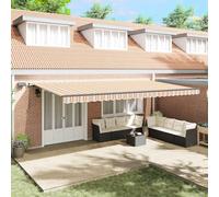Ziaphsol Auvent extensible multicolore 600 x 300 cm avec tissu et cadre en aluminium, bras articulé, manivelle, protection UV, protection contre la pluie, protection solaire pour terrasse, balcon