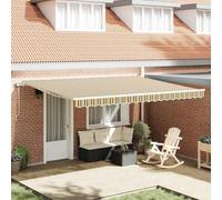 Ziaphsol Auvent extensible vert et jaune 450 x 300 cm avec cadre en aluminium, protection UV, résistant à l'eau, bras articulé, télécommande pour terrasse, jardin, balcon, protection solaire et ombre