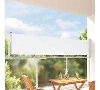 Ziaphsol Auvent latéral rétractable 80 x 300 cm en Polyester avec Armature Fer Acier, écran d’intimité Blanc pour terrasse Jardin Balcon, Protection Contre Vent et Soleil extérieur