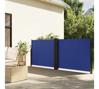 Ziaphsol Auvent latéral rétractable Bleu 100 x 600 cm, Parasol Voile ombrage en Polyester PU, Store extérieur avec mât Acier, Protection Soleil UV Pluie pour terrasse Balcon Jardin Patio Cour