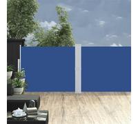 Ziaphsol Auvent latéral rétractable de Patio Bleu et Gris, 140 x 1200 cm, Toile Polyester résistante aux UV et a l Eau, Fixation Acier pour terrasse Balcon Jardin intimite et Protection du Soleil