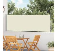 Ziaphsol Auvent latéral rétractable de Patio crème 100 x 500 cm, Toile Polyester avec revêtement PU, Protection Soleil UV et Pluie, pour terrasse, Balcon, Jardin, manivelle, Retour Automatique