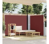 Ziaphsol Auvent latéral rétractable Marron 140 x 600 cm, Parasol Voile ombrage pour Jardin terrasse Balcon, Store extérieur en Polyester PU résistant aux UV et Pluie avec 2 poteaux et Fixation