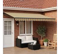 Ziaphsol Auvent manuel à bras articulé avec LED, 4,5 x 3 m, tissu polyester résistant aux intempéries, cadre en acier et aluminium revêtu par pulvérisation, accessoires de montage inclus, idéal pour