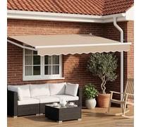 Ziaphsol Auvent manuel à bras articulé avec LED beige et blanc, 3 x 2,5 m, tissu polyester résistant aux intempéries, cadre en acier revêtu par pulvérisation, commande à manivelle, ombrage de balcon