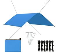 Ziaphsol Bâche d'extérieur Bleue 3 x 2 m en Polyester 180T avec revêtement PA, résistance UV et Pluie, 6 piquets 6 Cordes, Sac de Rangement, pour Plage, Jardin, terrasse, Camping