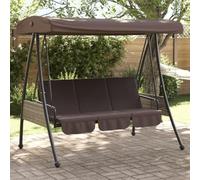 Ziaphsol Balancelle de Jardin avec auvent réglable Marron café en Acier Enduit de Poudre pour détente extérieur terrasse Patio Balcon véranda avec Coussins Confortables et Structure Robuste