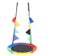 Ziaphsol Balançoire de jardin arc-en-ciel avec 8 drapeaux, balançoire ronde pour enfant en tissu Oxford, acier et PP, corde réglable pour arbre, aire de jeux, terrasse et jardin, jusqu'à 100 kg