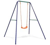 Ziaphsol Balançoire simple avec armature, balançoire de jardin pour enfants, siège en plastique, cadre en acier, 160 x 147 x 180 cm, pour jardin, terrasse, cour, extérieur, montage facile, charge