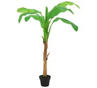 Ziaphsol Bananier artificiel avec pot - 180 cm de haut - 9 branches - Vert - En bois massif et plastique - Décoration réaliste pour salon, bureau, balcon, intérieur et extérieur