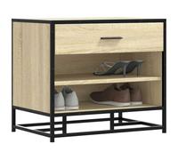 Ziaphsol Banc à chaussures en chêne Sonoma - 60 x 40 x 53,5 cm - En bois et métal - Banc de couloir avec espace de rangement pour chaussures à côté de la porte - Banc pour garde-robe