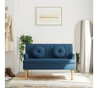 Ziaphsol Banc avec coussin bleu 113 x 64,5 x 75,5 cm en tissu, banc rembourré, banc en bois, banc porte-manteau pour couloir, entrée, salon avec dossier