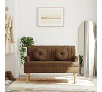 Ziaphsol Banc avec coussin marron - Banc rembourré aspect daim - 113 x 64,5 x 75,5 cm - Pieds en bois d'hévéa - Banc porte-manteau pour couloir, couloir, salon avec dossier