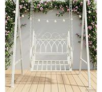 Ziaphsol Banc balançoire en Acier Blanc Antique 71x75x59 cm pour extérieur Patio véranda Jardin Structure résistante, siège Confortable, Facile à Assembler, idéal pour détente, Relaxation et Lecture
