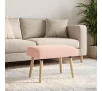 Ziaphsol Banc bouclé uni rose 60 x 40 x 45 cm avec rembourrage en mousse, cadre en bois et pieds en caoutchouc pour couloir, couloir, chambre, salon, salle à manger