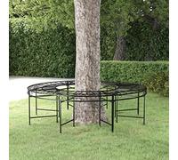 Ziaphsol Banc d'arbre rond en acier noir Ø 160 cm, banc de jardin pour extérieur, résistant aux intempéries, pour terrasse, balcon, véranda et jardin d'hiver, siège pour se détendre