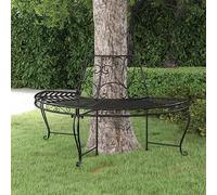 Ziaphsol Banc d'arbre semi-circulaire en acier noir, 160 cm, banc de jardin pour extérieur, résistant aux intempéries et durable, banc de terrasse, banc de parc avec design complet pour jardin
