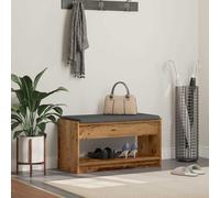 Ziaphsol Banc de couloir avec coussin et 1 étagère en bois vieilli, 83 x 38 x 45 cm, banc avec espace de rangement pour banc à chaussures, garde-robe dans le couloir