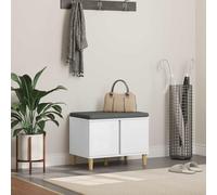 Ziaphsol Banc de couloir, blanc, 60 x 38 x 46 cm, en bois et tissu, avec coussin et espace de rangement, pour entrée, vestiaire, banc, banc à chaussures