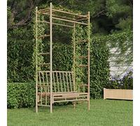 Ziaphsol Banc de jardin avec pergola en bambou, 116 x 52 x 220 cm, acier galvanisé, résistant aux intempéries, pour jardin, balcon, terrasse, véranda, jardin d'hiver comme siège pour se détendre