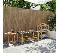Ziaphsol Banc de Jardin en Bambou Naturel 80 x 38 x 40 cm Robuste pour terrasse Patio Balcon Cour Veranda mobilier extérieur intérieur avec Assise Confortable et Design Moderne Durable