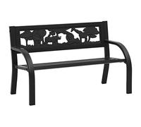 Ziaphsol Banc de jardin pour enfants, 86 cm, en acier, banc d'extérieur avec dossier, largeur d'assise 78 cm, style banc de parking, pour enfants, stabilité robuste