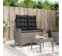 Ziaphsol Banc de jardin réglable en rotin synthétique gris avec coussins, cadre en acier revêtu par pulvérisation, 104 x 59 x 93 cm, résistant aux UV, pour balcon et terrasse pour se détendre