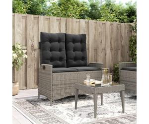 Ziaphsol Banc de jardin réglable en rotin synthétique gris avec coussins, cadre en acier revêtu par pulvérisation, 104 x 59 x 93 cm, résistant aux UV, pour balcon et terrasse pour se détendre