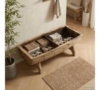 Ziaphsol Banc de rangement en bois massif et tissu - Banc de rangement pour couloir et garde-robe - Rembourré avec couvercle à rabat - 103 x 51 x 44 cm - Meuble de rangement pour salon, chambre à