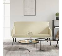 Ziaphsol Banc en cuir synthétique crème 110 x 76 x 80 cm avec accoudoirs, dossier rembourré, cadre en métal, pour couloir, entrée, comme banc de rangement