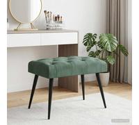 Ziaphsol Banc en velours avec piqûre à boutons, vert mer, 60 x 40 x 45 cm, banc rembourré avec mousse, cadre en bois et pieds en métal, banc pour couloir, couloir, chambre à coucher