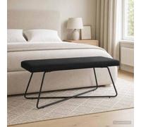 Ziaphsol Banc en velours uni noir 110 x 40 x 45 cm avec rembourrage en mousse pieds croisés pour couloir, chambre à coucher, salon, salle à manger jusqu'à 110 kg