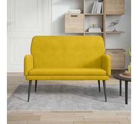 Ziaphsol Banc jaune 108 x 79 x 79 cm, banc rembourré en velours avec structure en métal, dossier rembourré, banc pour salon, couloir, entrée, agréable pour lire et se détendre
