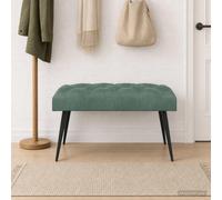 Ziaphsol Banc rembourré avec boutons - Vert mer - Velours - 80 x 40 x 46 cm - Banc à chaussures - Banc à chaussures - Banc pour couloir, couloir, chambre à coucher, salon - 110 kg