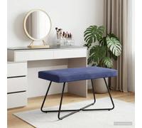 Ziaphsol Banc uni bleu police velours 80 x 40 x 45 cm Banc avec coussin rembourré Cadre en bois pour couloir, couloir, chambre à coucher, salon Charge maximale 110 kg