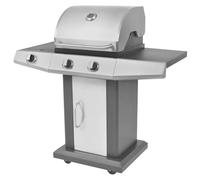 Ziaphsol Barbecue à gaz avec brûleur, acier avec tuyau en métal, argenté, avec 4 roues, couvercles en T pour terrasse et jardin, pour rôtir en extérieur