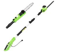 Ziaphsol Barres télescopiques 2 en 1 avec tronçonneuse et taille-haie 25 cm 41 cm 710 W 550 W réglable pour arbre et haie Vert Noir Métal Plastique