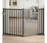 Ziaphsol Barrière pliable pour chien en bois de sapin massif - Noir - 2 panneaux - Longueur totale de 160 cm - Pour salon, escalier, cuisine - Pour chiens de petite et moyenne taille