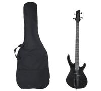 Ziaphsol Basse électrique pour débutant avec sac Noir 4/4 46" en bois massif avec accordeur, médiator, câble audio, sangle de transport, pour cours d'exercice, scène, studio