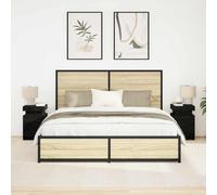 Ziaphsol Bedside Cabinet with Drawer 2 Pieces Black Oak 35 x 39 x 55 cm Modern Bedroom Storage Nightstand with USB Light LED Wooden Scandinavian Vintage