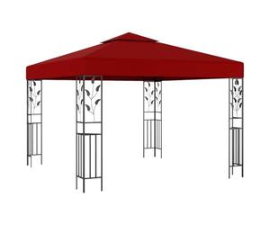 Ziaphsol Belvédère 3x3 m Rouge Bordeaux avec Double Toit en Acier résistant aux UV, Tissu PA, Structure Florale, idéal pour terrasse, Jardin ou Patio, offrant Ombre, Protection Pluie et intimité