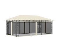 Ziaphsol Belvédère avec moustiquaire 6x3x2,73 m Crème pour Jardin extérieur terrasse Patio avec Toit ouvrant Tissu et Cadre en Acier Enduit de Poudre idéal pour ombrage et Protection Contre Insectes