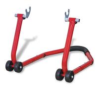 Ziaphsol Béquille arrière rouge en acier avec surface laquée, réglable de 240 à 330 mm, doubles roulettes et poignée en caoutchouc pour motos sportives et tout-terrain, atelier, garage