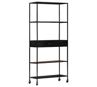 Ziaphsol Bibliothèque 80 x 35 x 180 cm, en bois de manguier rugueux avec finition naturelle, design industriel, 4 étagères, 1 tiroir, organisateur de rangement cube polyvalent pour salon